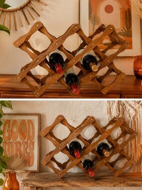 Wooden Expandable Wine Rack - Rustic Brown
